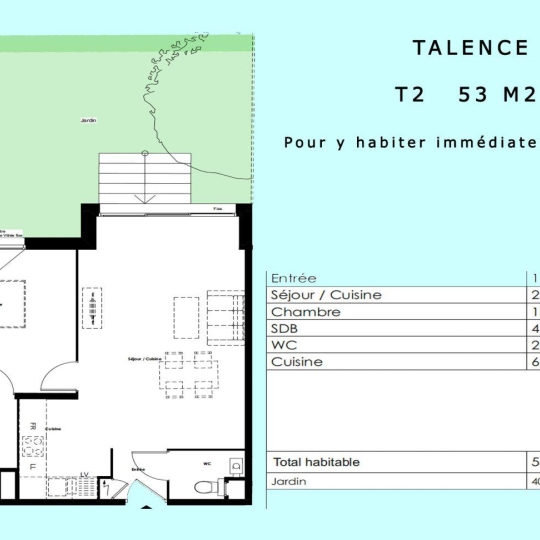 2 Pièces TALENCE (33400) 54.00m2  - 320 000 € 