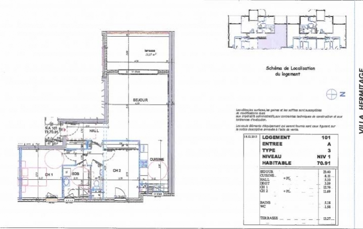 Réseau Immo-diffusion : Appartement P3  PONT-DE-L'ISERE  71 m2 168 000 € 
