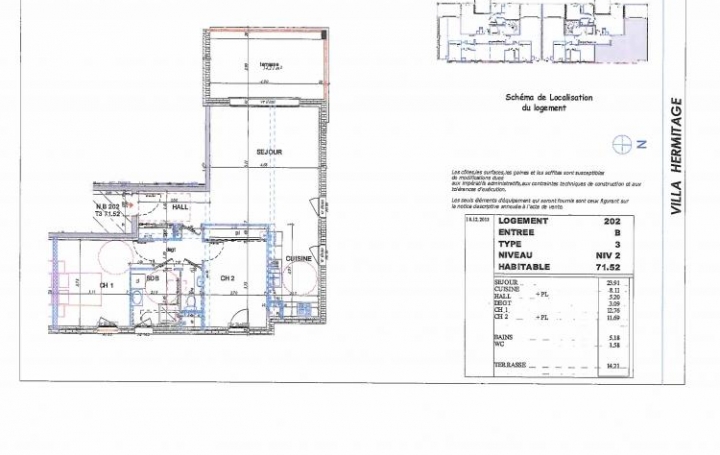 Réseau Immo-diffusion : Appartement P3  PONT-DE-L'ISERE  72 m2 174 000 € 