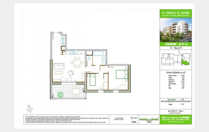 Réseau Immo-diffusion : Appartement P3  BOURG-LES-VALENCE  63 m2 178 500 € 