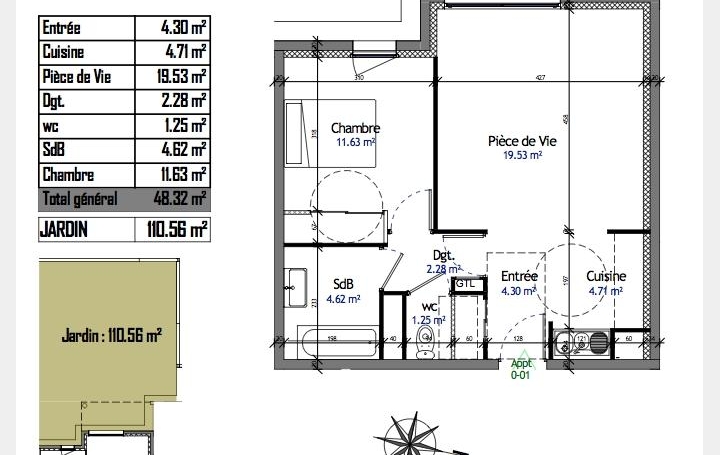 Réseau Immo-diffusion : Appartement P2  TASSIN-LA-DEMI-LUNE  48 m2 242 896 € 