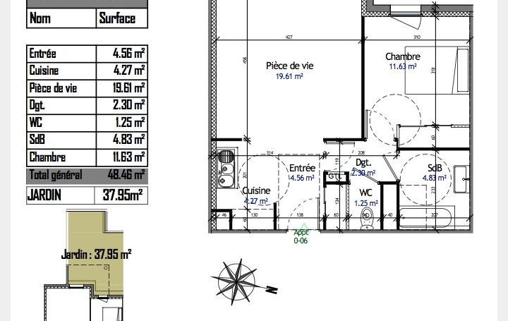 Réseau Immo-diffusion : Appartement P2  TASSIN-LA-DEMI-LUNE  48 m2 223 970 € 