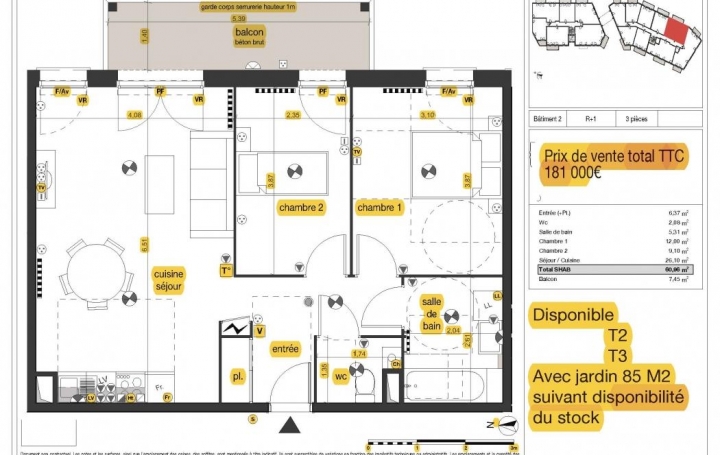 Réseau Immo-diffusion : Appartement P3  AUDENGE  46 m2 181 000 € 