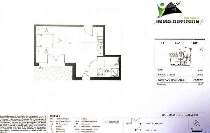 Réseau Immo-diffusion : Studio  SAINT-JUST  34 m2 119 900 € 