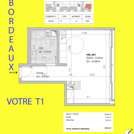 Studio BORDEAUX (33800) 35.00m2  - 215 000 € 