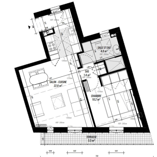 2 Pièces PARIS (75019) 40.00m2  - 428 000 € 