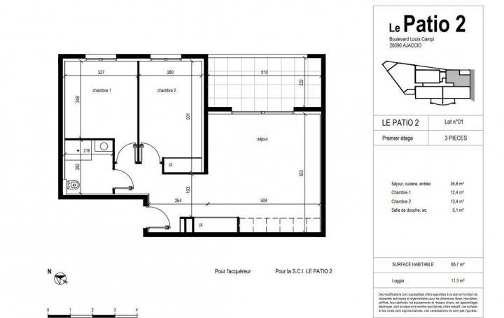 Réseau Immo-diffusion : Appartement P3  AJACCIO  66 m2 265 000 € 