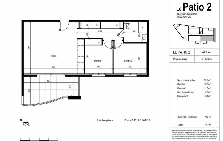 Réseau Immo-diffusion : Appartement P3  AJACCIO  70 m2 280 000 € 