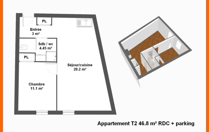 2 Pièces MONTLUEL (01120)  47 m2 150 000 € 