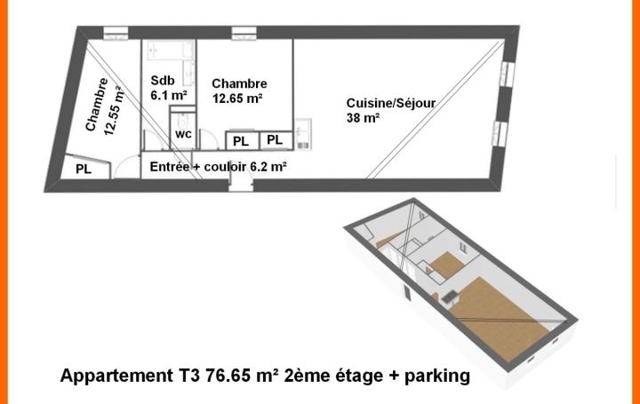 3 Pièces MONTLUEL (01120)  76 m2 225 000 € 