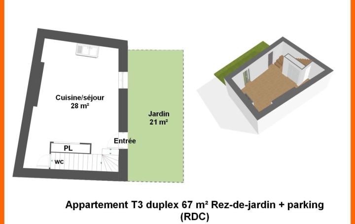 3 Pièces MONTLUEL (01120)  67 m2 230 000 € 
