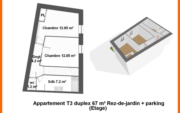 3 Pièces MONTLUEL (01120)  67 m2 230 000 € 