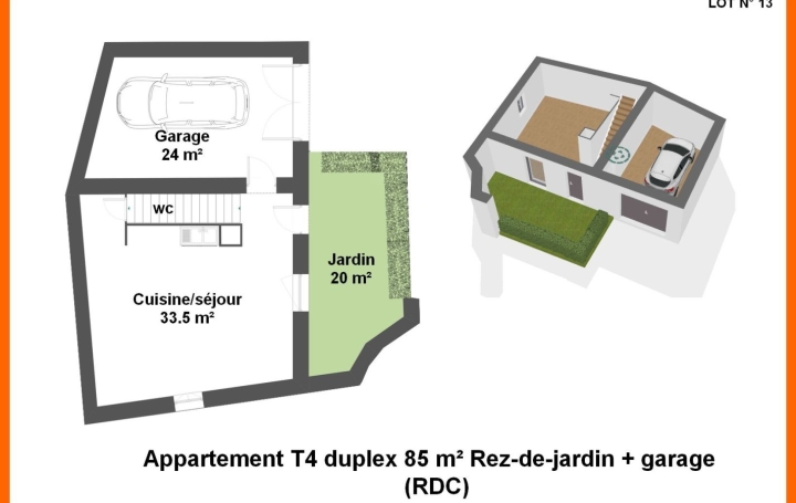 4 Pièces MONTLUEL (01120)  85 m2 260 000 € 