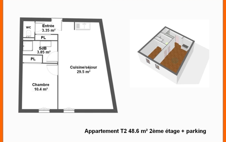 2 Pièces MONTLUEL (01120)  48 m2 155 000 € 