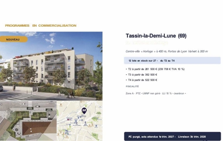 2 Pièces TASSIN-LA-DEMI-LUNE (69160)  42 m2 239 708 € 