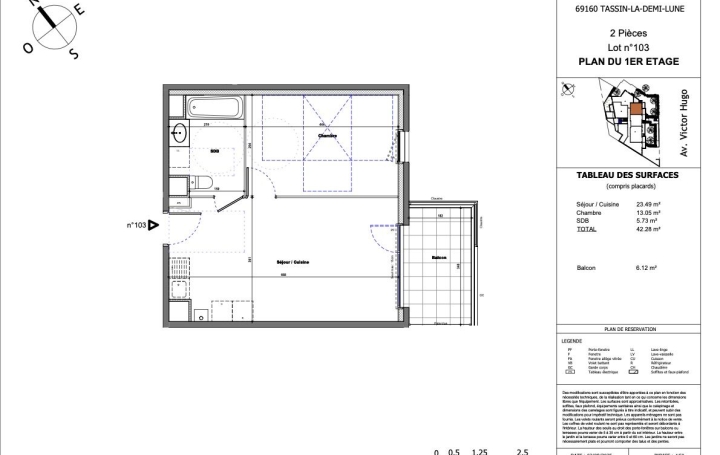 2 Pièces TASSIN-LA-DEMI-LUNE (69160)  42 m2 239 708 € 