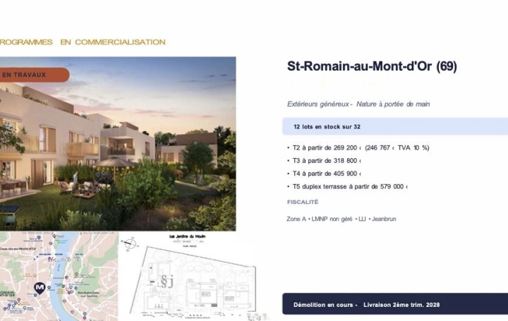 2 Pièces SAINT-ROMAIN-AU-MONT-D'OR (69270)  41 m2 246 767 € 