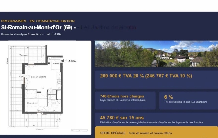 2 Pièces SAINT-ROMAIN-AU-MONT-D'OR (69270)  41 m2 246 767 € 