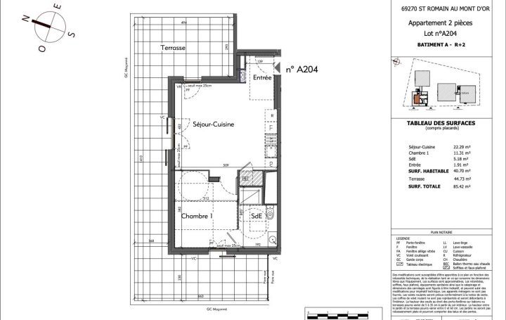 2 Pièces SAINT-ROMAIN-AU-MONT-D'OR (69270)  41 m2 246 767 € 