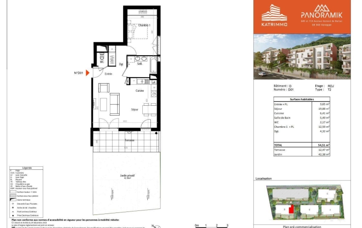 Réseau Immo-diffusion : Appartement P2  VOREPPE  54 m2 214 000 € 