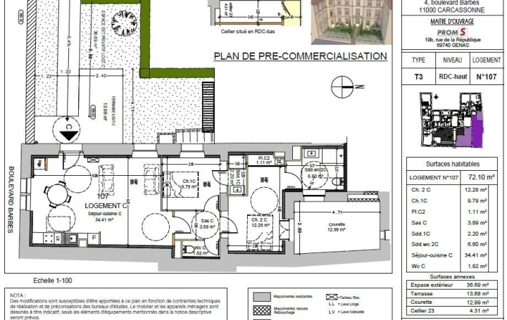 3 Pièces TOULOUSE (31000)  72 m2 299 750 € 