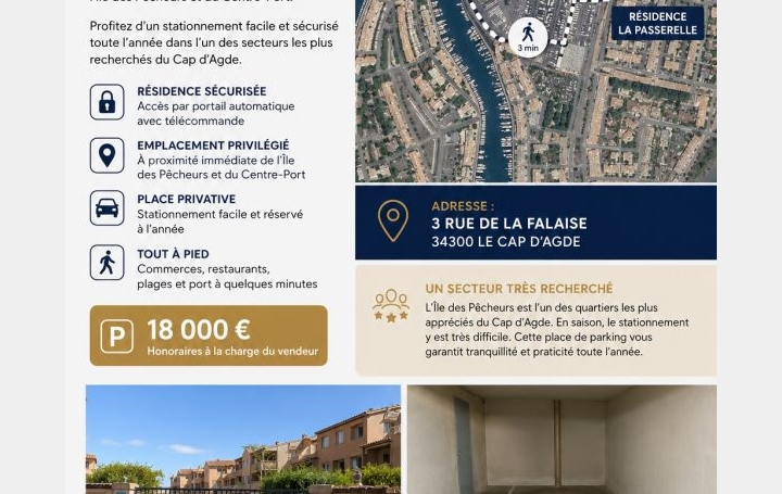 Garage / Parking LE CAP-D'AGDE (34300) 0 m<sup>2</sup> 18 000 € 