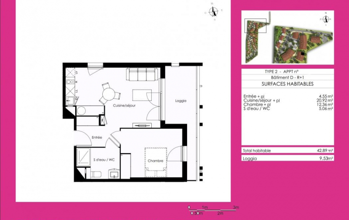 Réseau Immo-diffusion : Appartement P3  BLANQUEFORT  42 m2 272 000 € 
