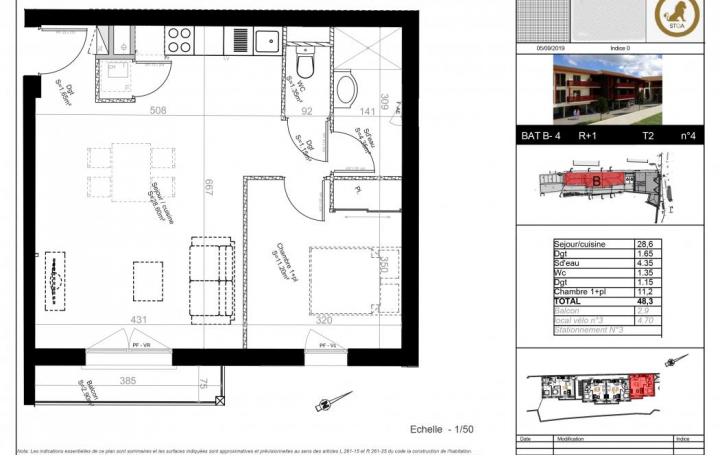 Réseau Immo-diffusion : Appartement P2  BIGANOS  48 m2 193 000 € 