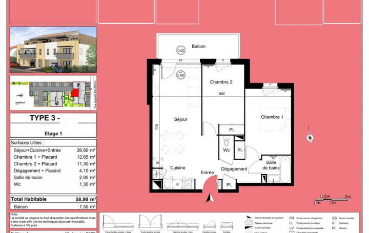 Réseau Immo-diffusion : Appartement P3  CARIGNAN-DE-BORDEAUX  58 m2 222 050 € 