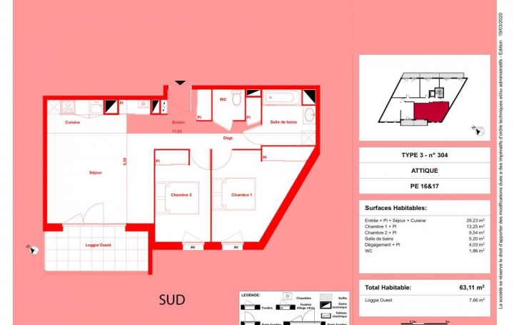 Réseau Immo-diffusion : Appartement P3  VILLENAVE-D'ORNON  63 m2 268 000 € 