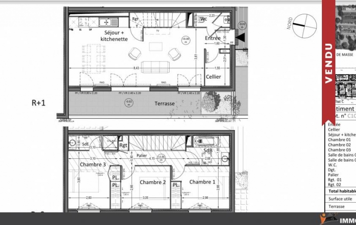 Réseau Immo-diffusion : Appartement P4  VILLENAVE-D'ORNON  82 m2 334 500 € 
