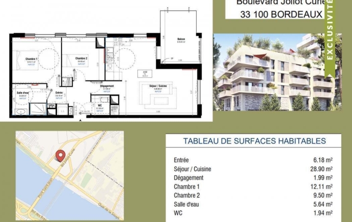Réseau Immo-diffusion : Appartement P3  BORDEAUX  66 m2 388 500 € 