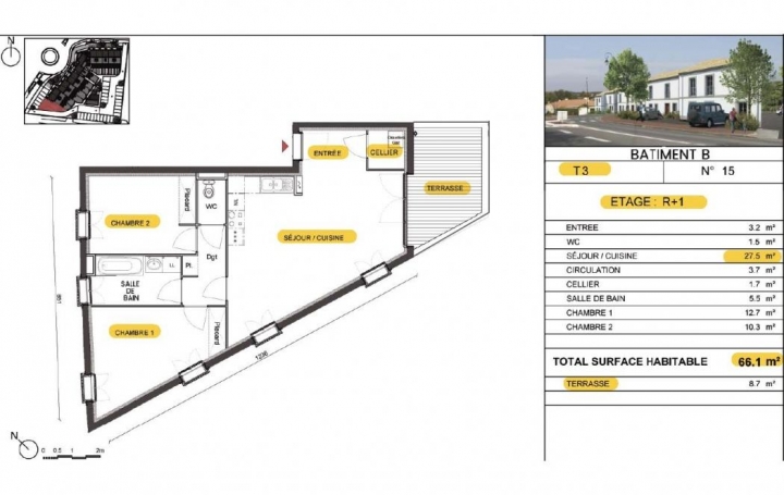 Réseau Immo-diffusion : Appartement P3  SALLEBOEUF  66 m2 205 000 € 