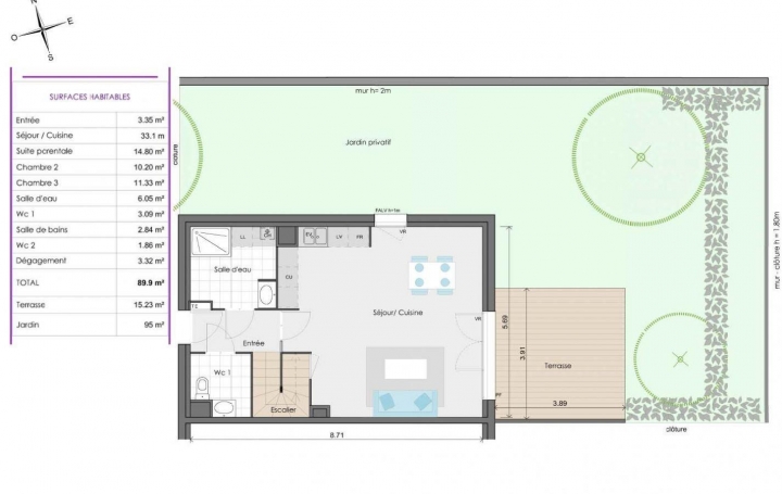 Réseau Immo-diffusion : Appartement P4  PESSAC  90 m2 418 000 € 