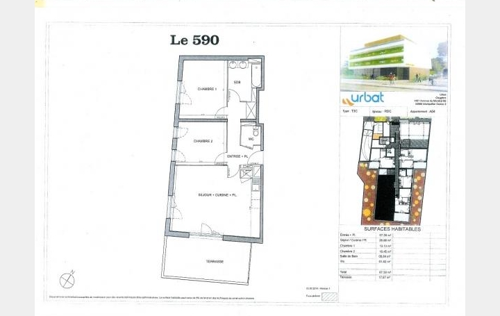 Réseau Immo-diffusion : Appartement P3  CASTELNAU-LE-LEZ  67 m2 240 000 € 