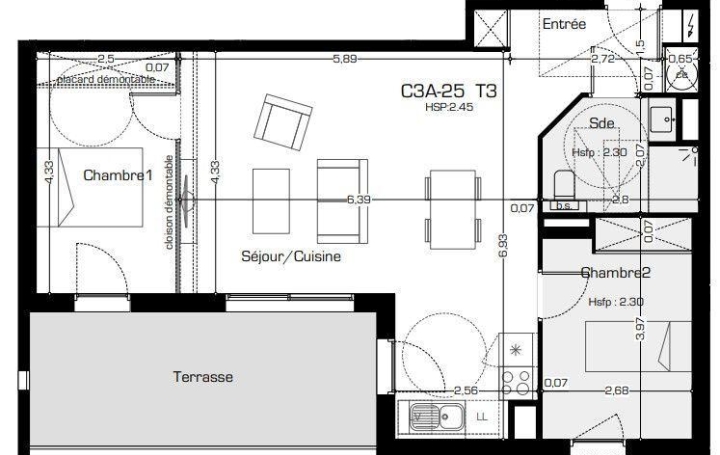 Réseau Immo-diffusion : Appartement P3  BEZIERS  65 m2 238 500 € 