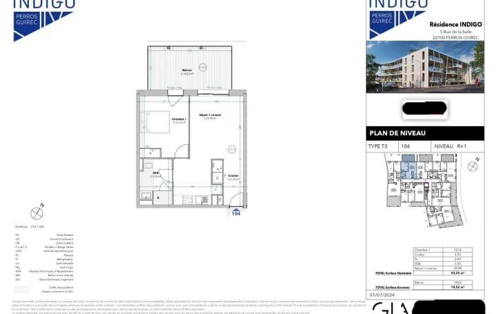 2 Pièces PERROS-GUIREC (22700)  43 m2 205 000 € 