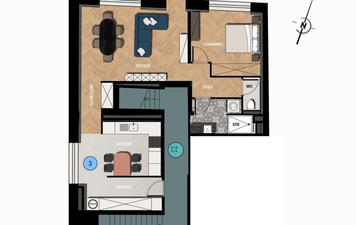 2 Pièces ENNERY (57365)  55 m2 99 000 € 