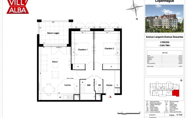 Réseau Immo-diffusion : Appartement P3  LE PLESSIS-ROBINSON  60 m2 379 000 € 