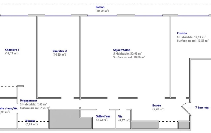4 Pièces PARIS (75013)  93 m2 920 000 € 