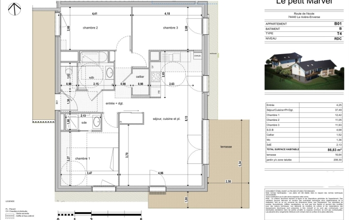4 Pièces LA RIVIERE-ENVERSE (74440)  87 m2 418 000 € 