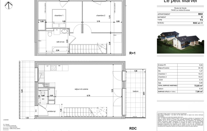 3 Pièces LA RIVIERE-ENVERSE (74440)  73 m2 336 000 € 
