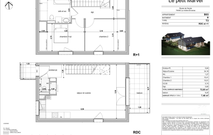 3 Pièces LA RIVIERE-ENVERSE (74440)  73 m2 339 800 € 