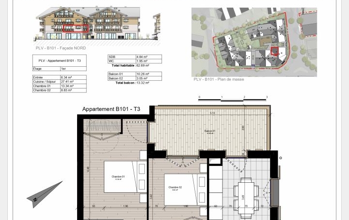 3 Pièces SAMOENS (74340)  63 m2 455 000 € 