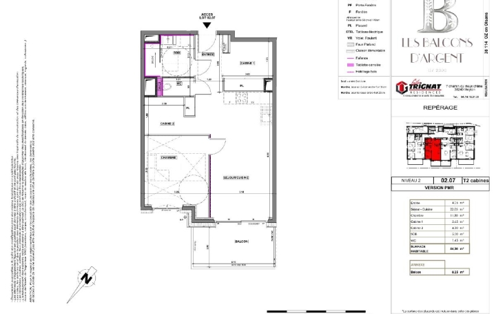 2 Pièces OZ (38114)  54 m2 399 000 € 