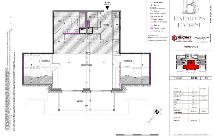 3 Pièces OZ (38114)  83 m2 679 000 € 