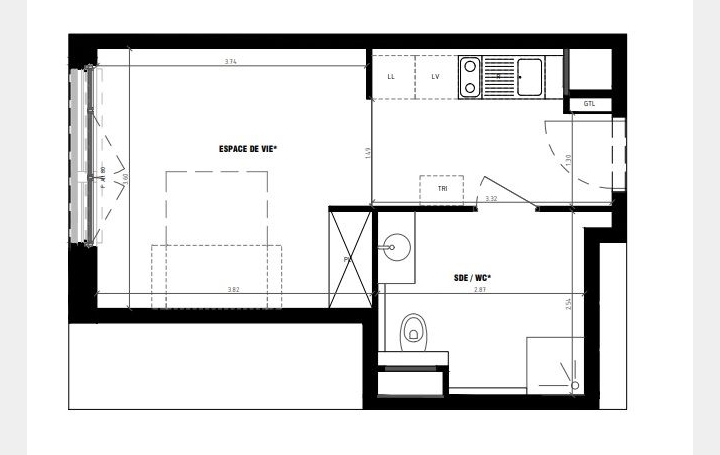 Studio PARIS (75013)  27 m2 364 000 € 