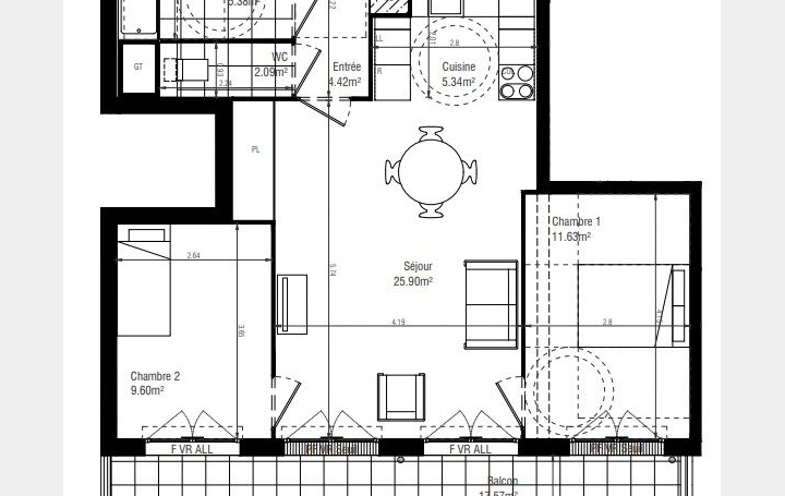 3 Pièces MASSY (91300)  64 m2 385 000 € 