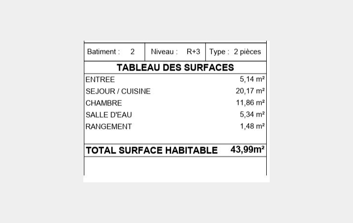 2 Pièces DRANCY (93700)  44 m2 222 000 € 