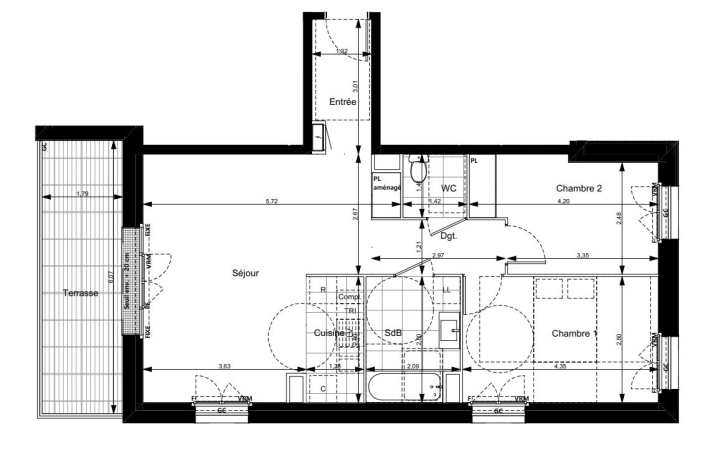 3 Pièces NOISY-LE-GRAND (93160)  63 m2 350 000 € 